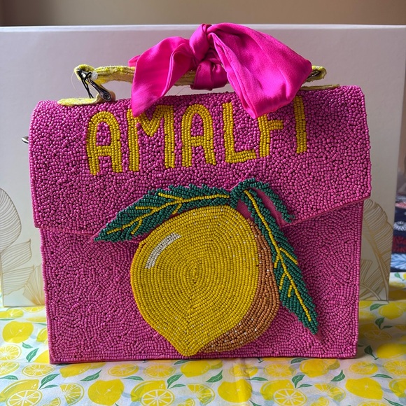 Pink Beaded Amalfi Lemon Handbag - Picture 9 of 16